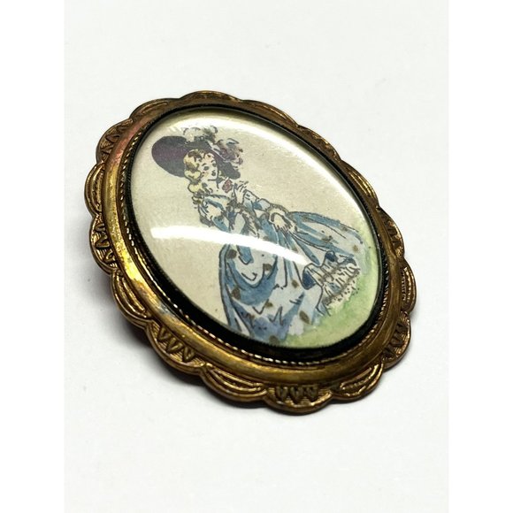 Estate TIM Portrait Under Glass Brooch Pin - Picture 4 of 6